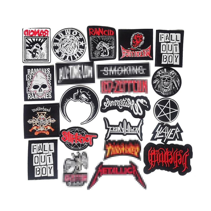 Lroning Appliques Patches for Clothing  Jacket Jeans Rock Stripes Music Band Embroidered Stickers DIY