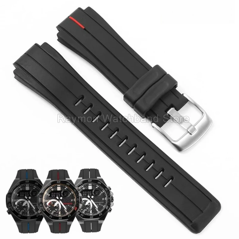 Дышащий термостойкий силиконовый аксессуар для часов Timex T2N721 TW2T76300 TW2V22200, черный выпуклый интерфейсный ремешок 16x24 мм (art.: 3920d29361c06) - 3920d29361c06