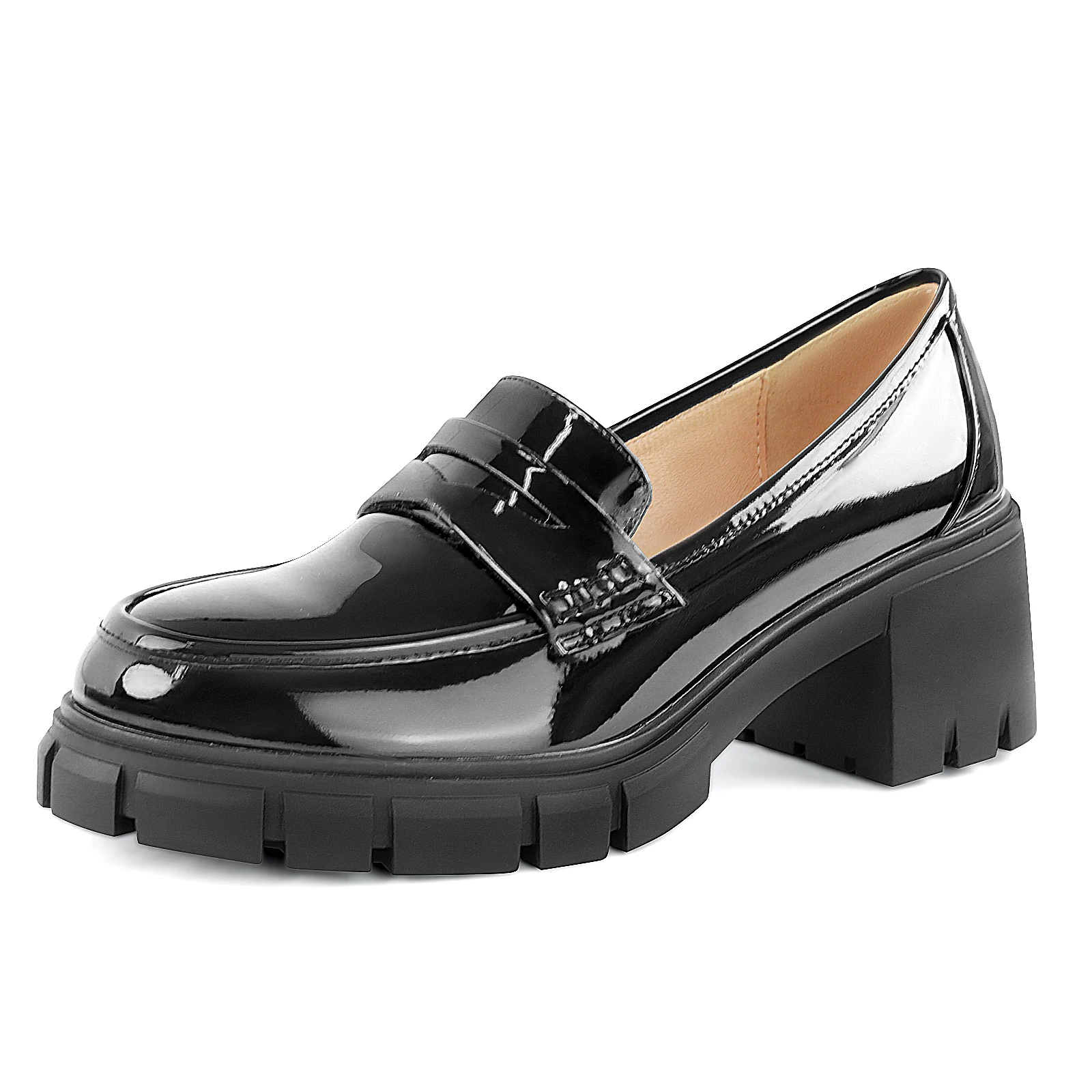 TAOFFEN 2023 Chunky Loafers Women Block Heels British Oxford Girls Shoes Platform Slip on Casual Work Shoes Cosplay Punk Shoes