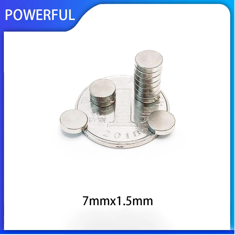 

50~1000pcs 7x1.5mm Disc Rare Earth Magnets Small Round Magnets 7mm x 1.5mm Permanent Neodymium Magnets Super strong magnet 7*1.5