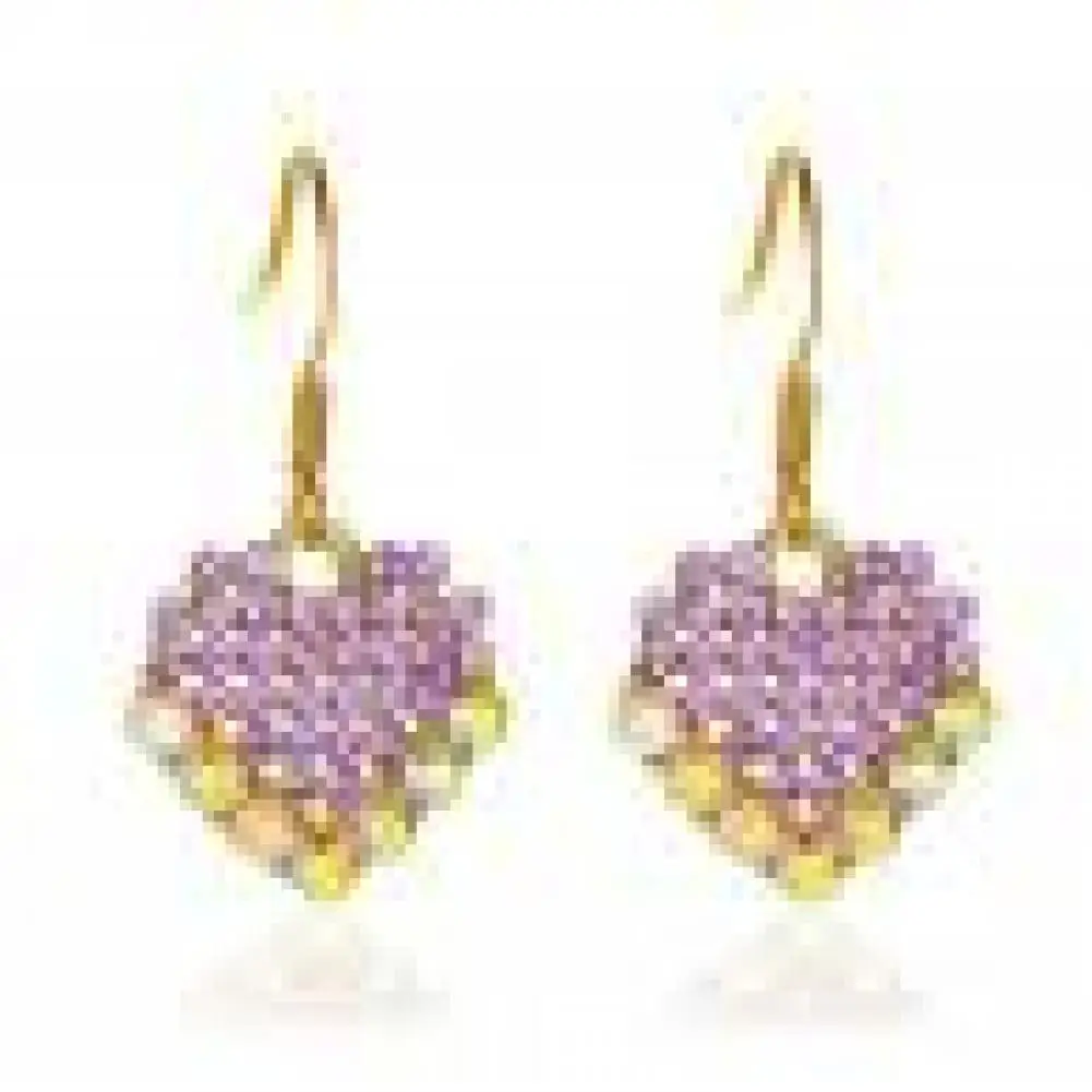

1 Pair Hook Earrings Heart Pendant Colored Rhinestones Sweet Drop Earrings for Prom Party Wedding