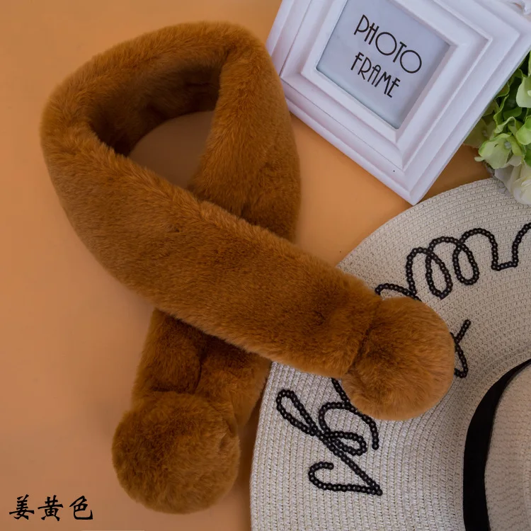 Воротник-шарф из искусственного кроличьего меха с помпоном 70 см * 9 Портативный