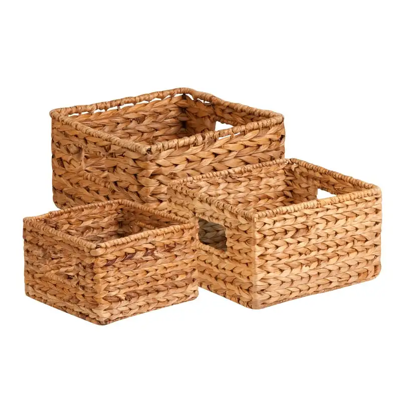 

Can Do Three Water Hyacinth Woven Nesting Storage Baskets with Handles Woven basket Cesto mimbre Wicker basket Rattan furniture