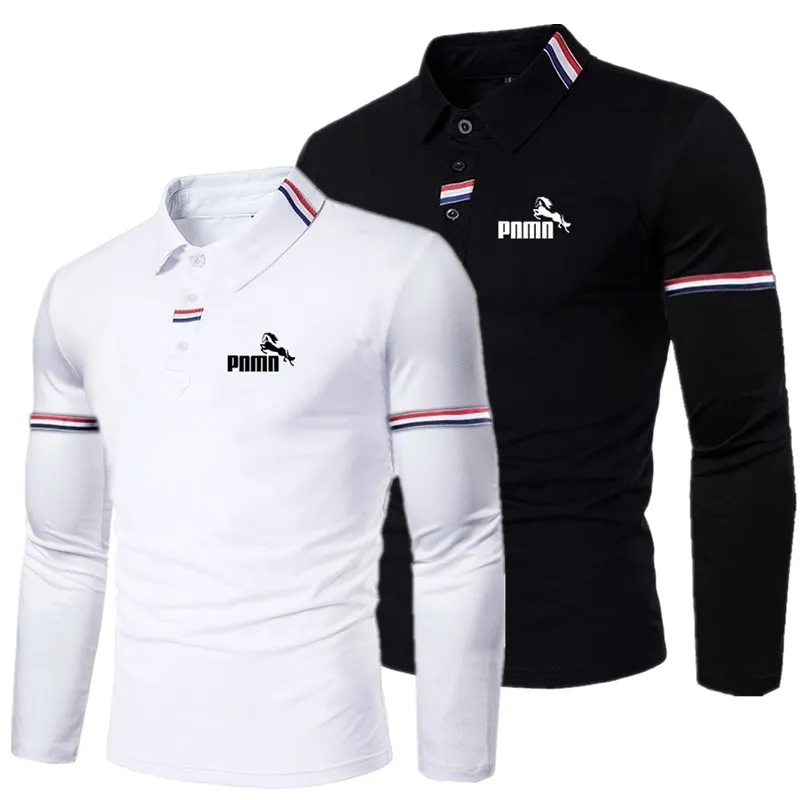 

Men's New Fashion Long Sleeve POLO Shirt 20% Cotton 80% Polyester