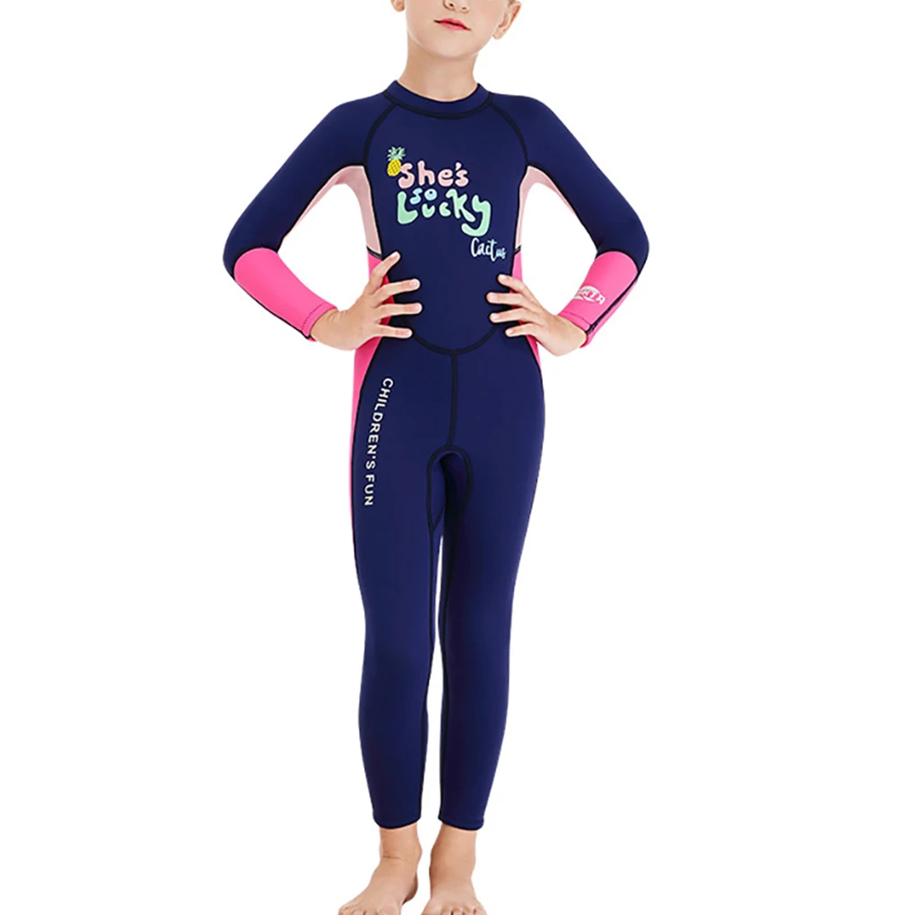 

DIVE SAIL Children Diving Suit Round Neck 2.5mm Sunproof Warm Keeping 3 Layer Waterproof Swimming Beach Playing Wetsuit Purple L