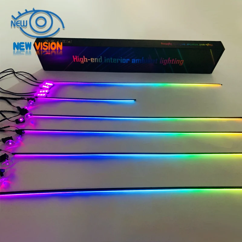 

Car Ambient Light RGB LED Symphony Flow Acrylic Interior APP Guide Fiber Atmosphere Decoration rainbow color lighting