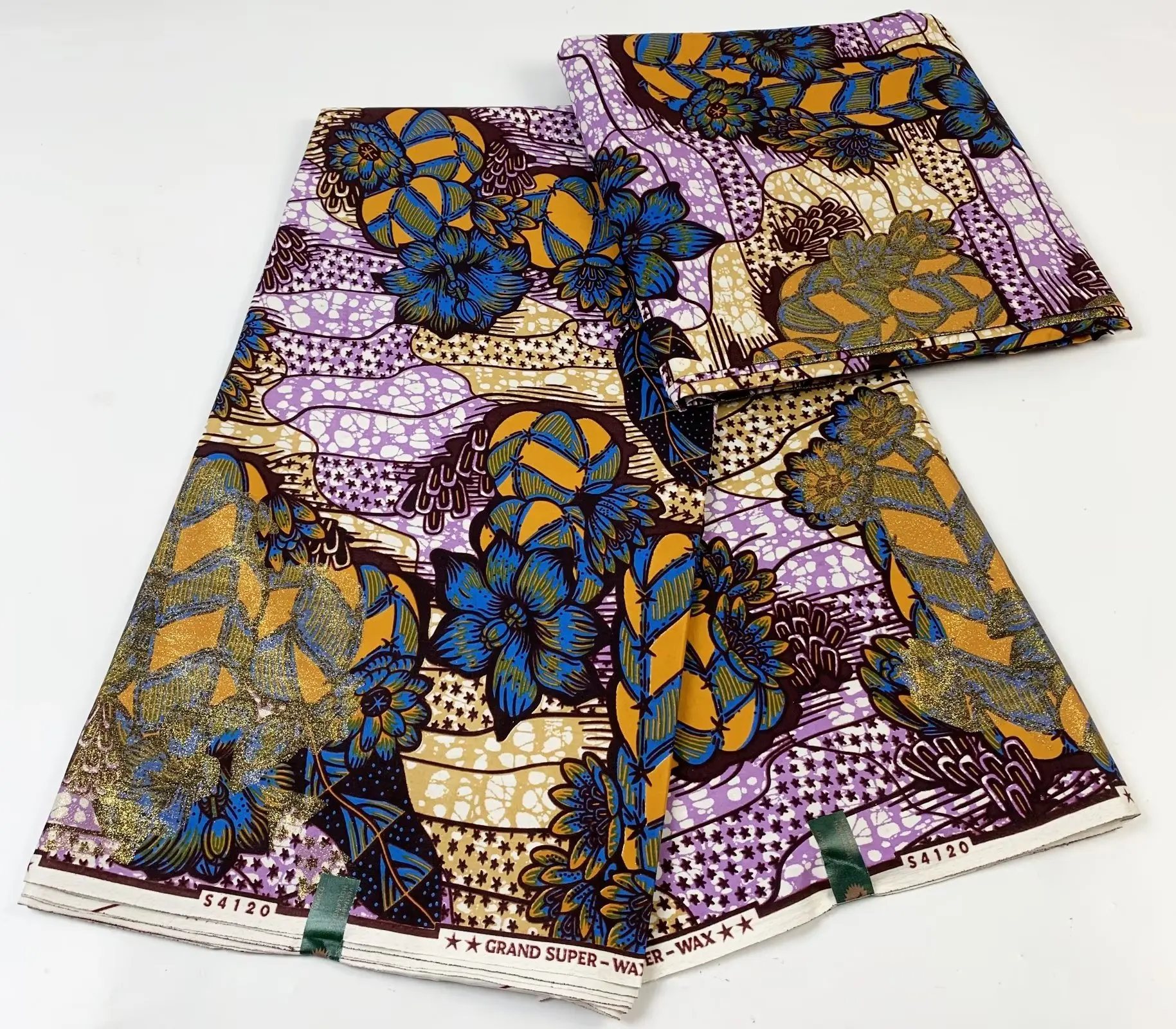 

2023 African Wax Fabric Real Prints Golden Ankara 100% Cotton Material Pagne Stuff High Quality For Wedding Party Dress F 8-8