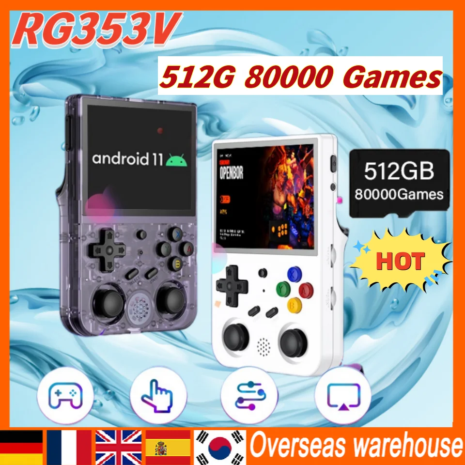 

New ANBERNIC RG353V 353VS 3.5 INCH 640*480 Handheld GamePlayer Handle Android11Linux OS HD Built-in20 Simulator Retro 80000 Game