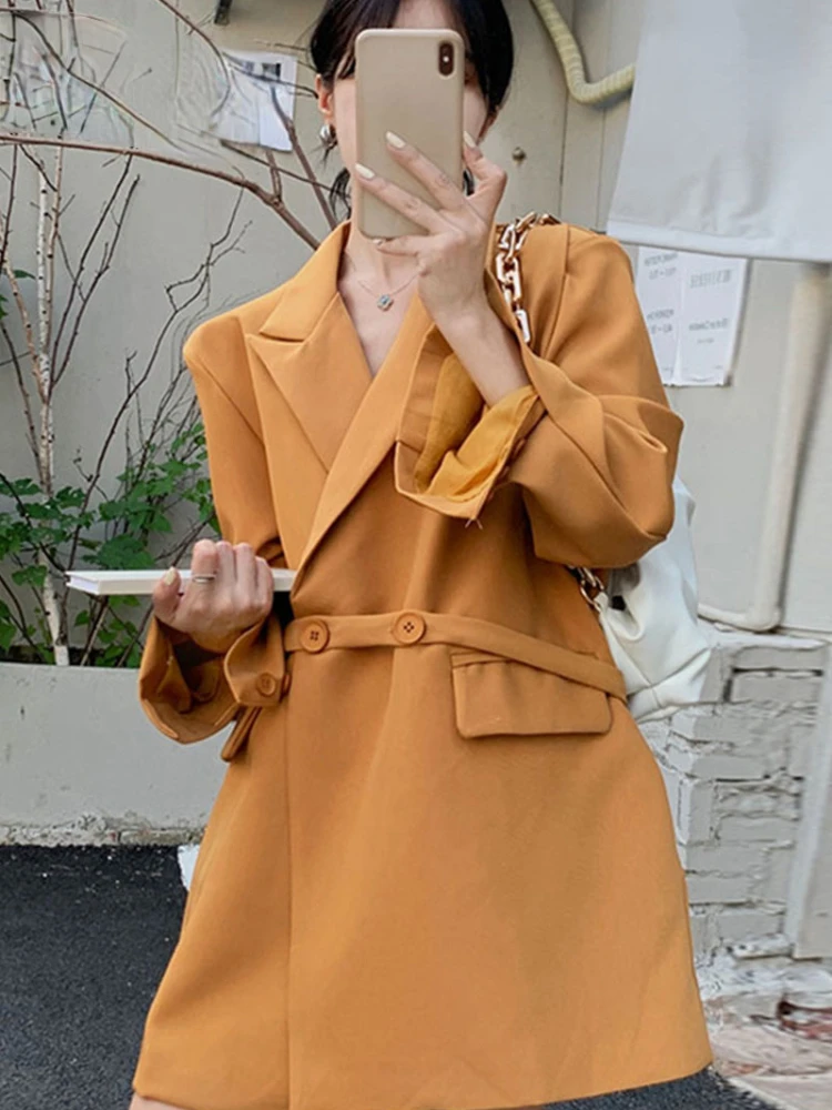 

Женские осенние блейзеры UNXX 4 цветов, офисная одежда, однотонные облегающие универсальные новые модные двубортные пальто в стиле Хай-стрит, женская одежда