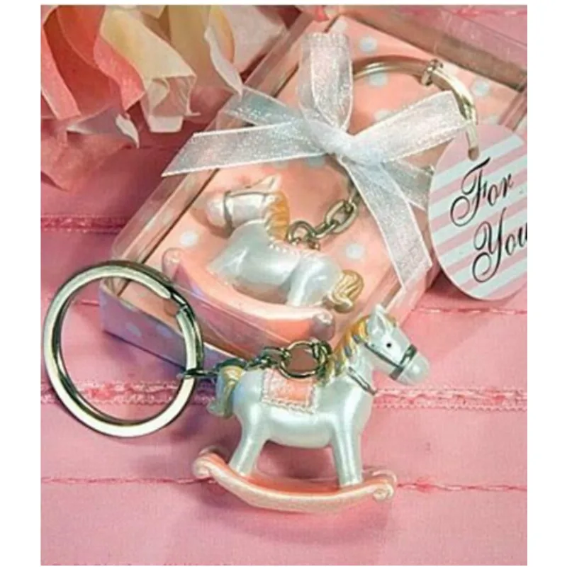 

12PCS Baby Shower Baptism Return Gift Rocking Horse Keychain Cute Giveaway Christening Gift Kids Birthday Party Favor Souvenir