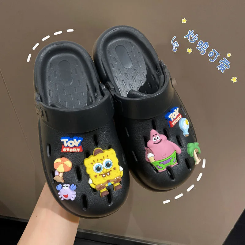 Сандалии женские в виде пещер Нескользящие летние босоножки Губка Боб Баотоу