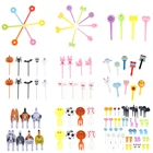 Вилка для фруктов в виде животных, фермы, мини-Мультяшные Детские снэки, пирожные, десерты, пищевые фрукты, зубочистка, обеды, праздничные украшения