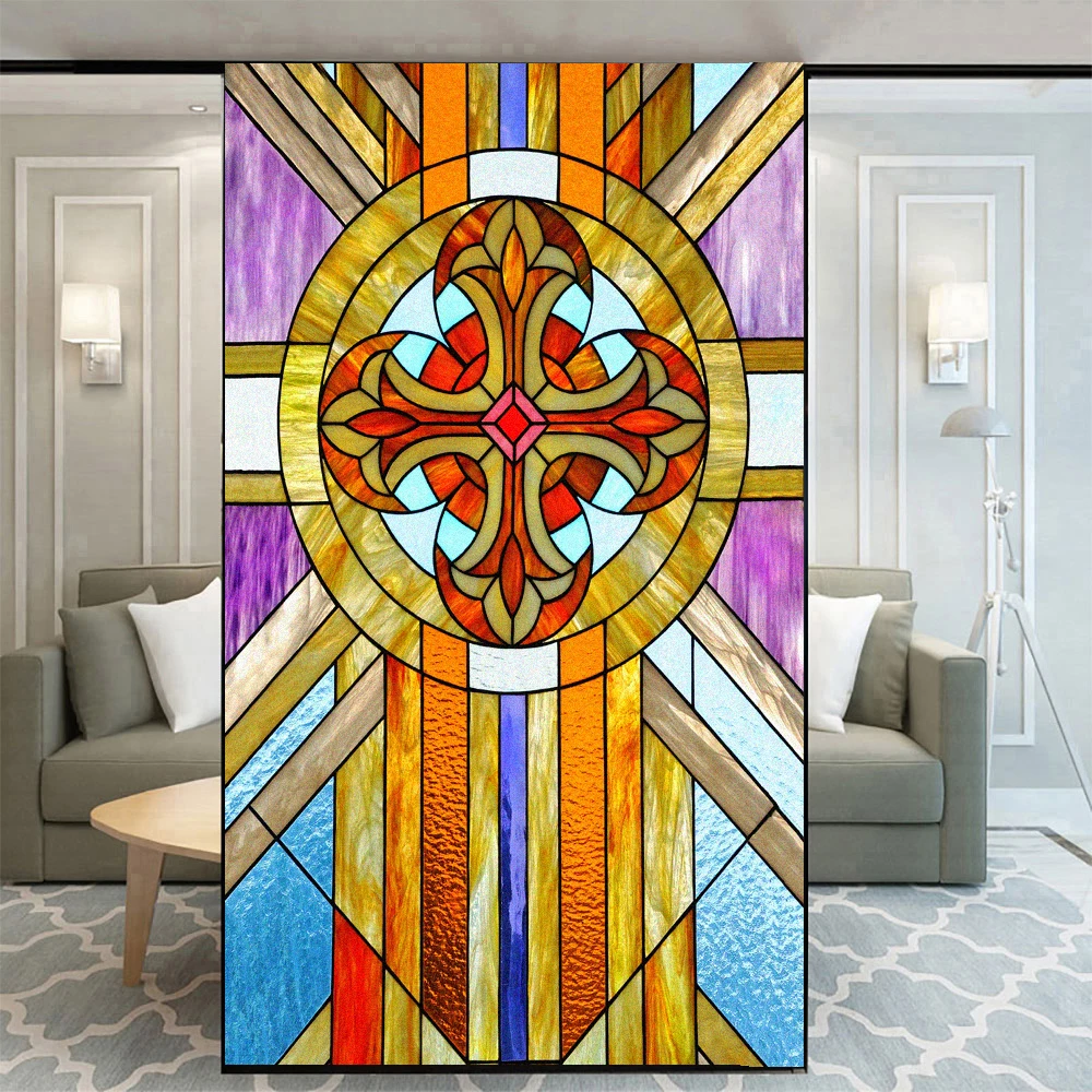 

Privacy Window Film Static Sticker Glass Adhesive Free Anti UV Heat Resistant Home Door Sticker Church Bathroom Doors Windows