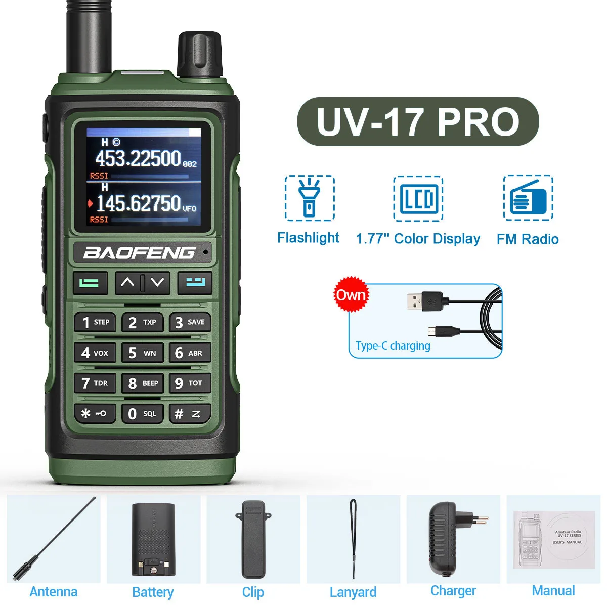 

Baofeng UV-17 Pro 10W Walkie Talkie 16 KM Long Range Portable Ham Radios FM Amateur Professional 2-Way Radio UHF VHF for HunTing