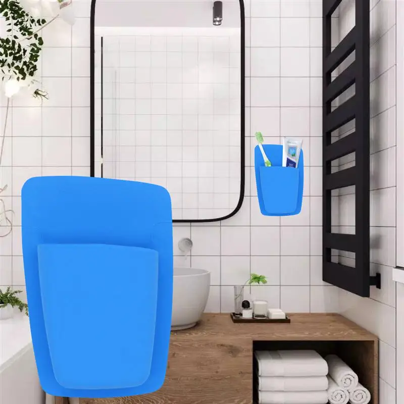 

Silicone Toothbrush Holder Bathroom Storage Organizer Wall Mounted Small Toiletry Items Shower Organizer Razor Holder