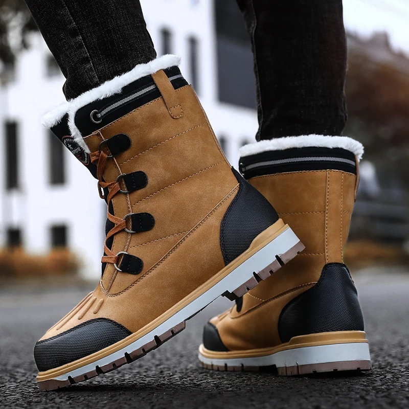 Зимние ботинки плюшевые теплые ботильоны для мужчин нескользящие