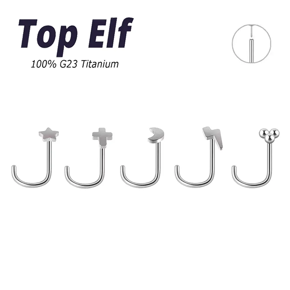 

Hot Selling G23 ASTM F136 Titanium Threadless Nose Stud Earrings Moon Star L Shape Nostril Ear Piercing Body Jewelry