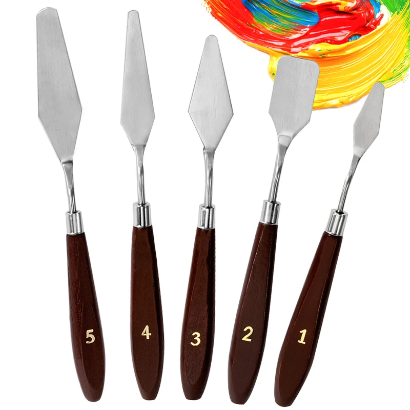 

LMDZ 5Pcs/Set Oil Painting Knives Stainless Steel Artist Crafts Spatula Palette Knife Oil Painting Mixing Knife Scraper Art Tool