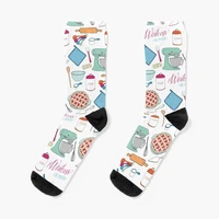 waitress the musical cherry pie print m crew socks breathable funny comfortable winter cotton sports girls autumn best black