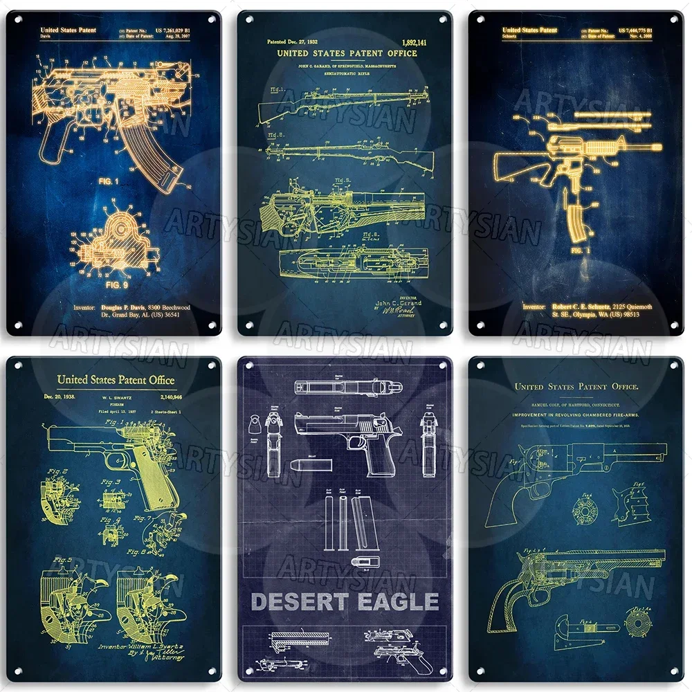 Пистолет Военный Патентный Металлический Знак Мейсон Револьвер Браунинг