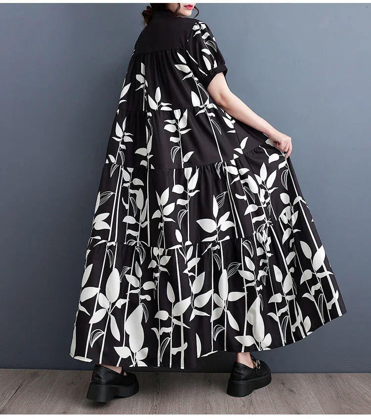 Женское летнее платье-макси с коротким рукавом и цветочным принтом