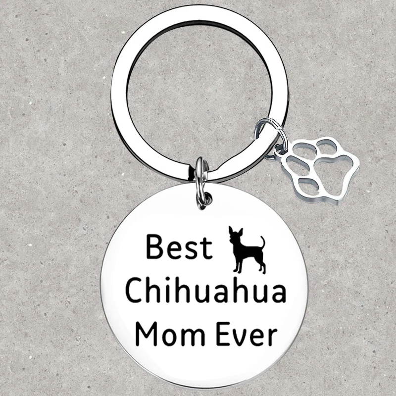 Hot Best Chihuahua Mom Dad Ever Keychain Pet Dog Lover Gift Chihuahua Dog Key Rings Chihuahua Lover Jewelry