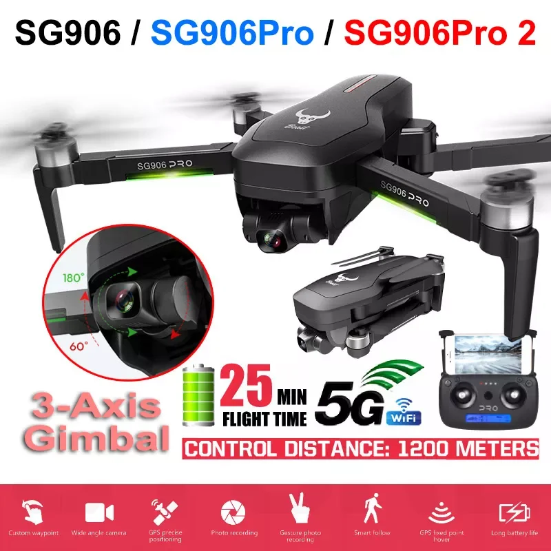 

SG906 PRO 2 GPS With 3 Axis Self Stabilizing Gimbal WiFi FPV 4K Camera Dron Brushless Quadcopter ZLL sg906pro MAX Pro2