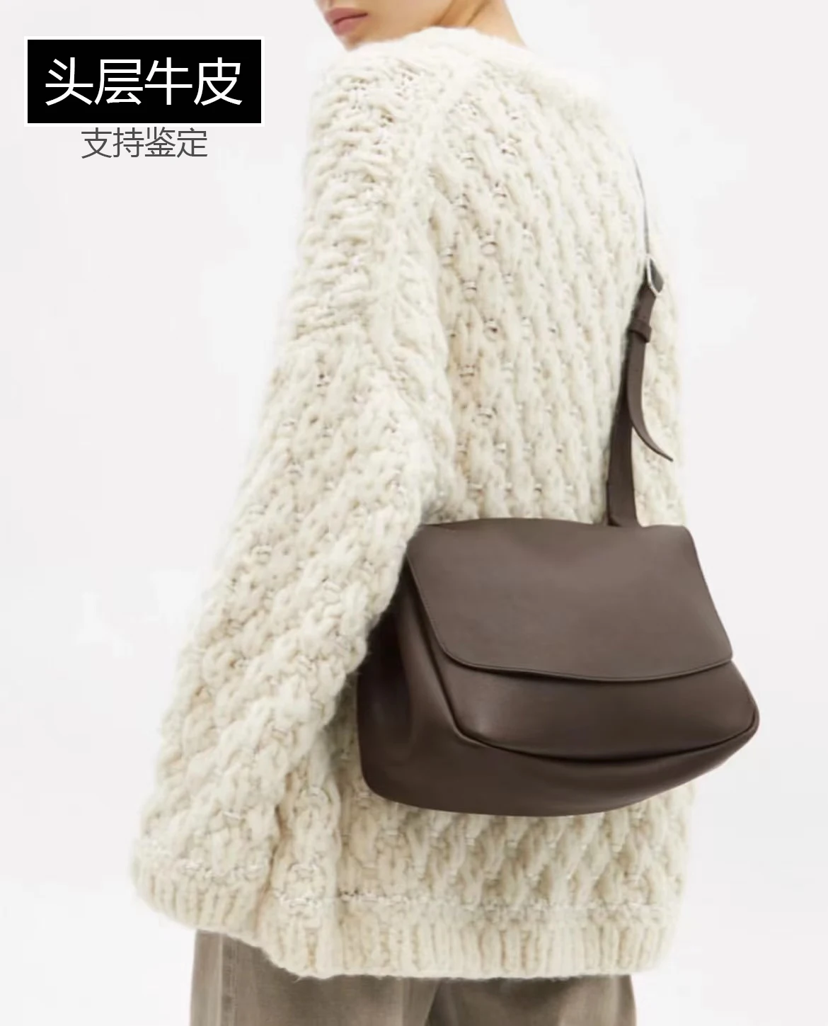 

2022 new niche design with flap messenger bag cowhide shoulder bag