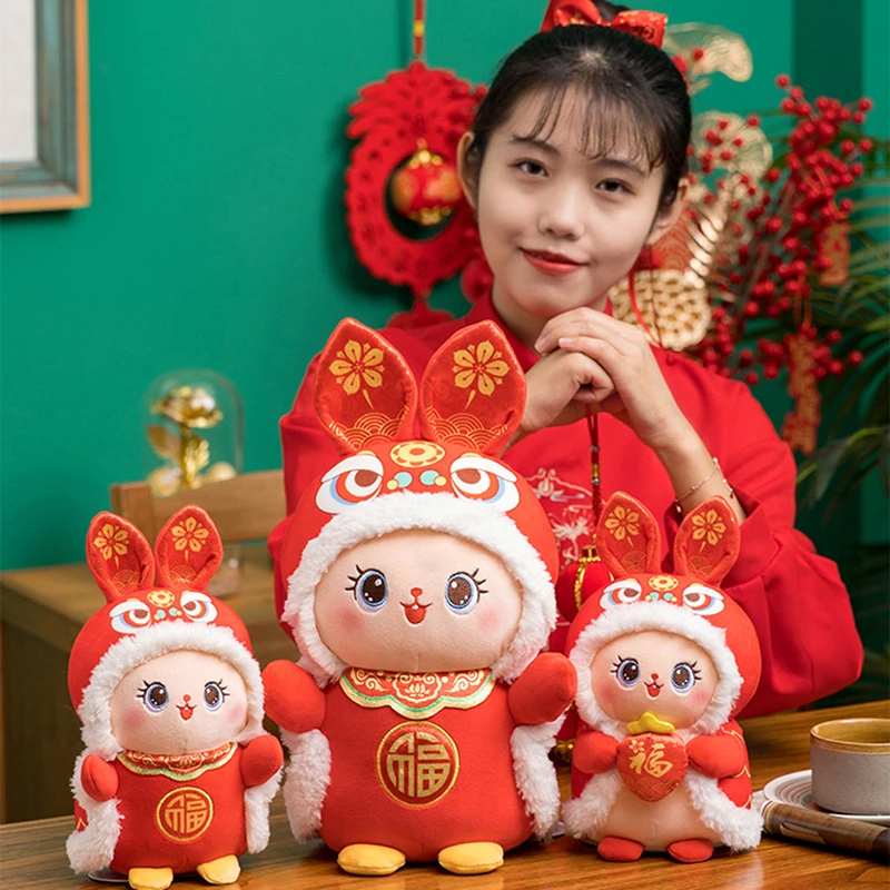 

Китайский праздник весны, кролик со знаками Зодиака, плюшевая игрушка, новогодние куклы-кролики, кавайная подушка, домашний декор, игрушки-т...