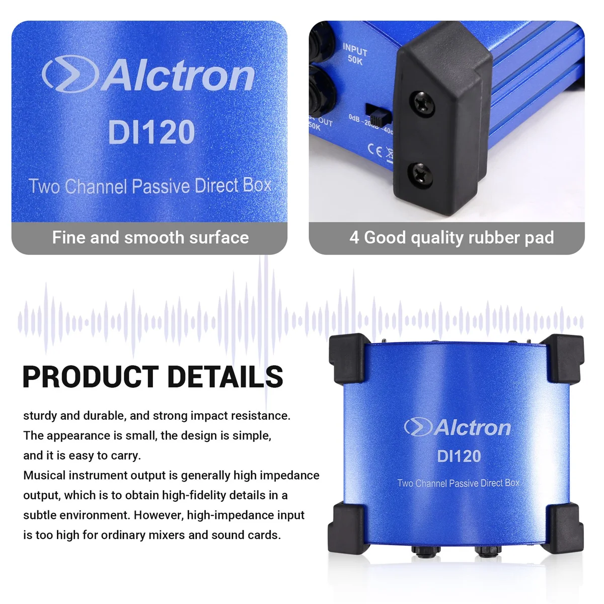 Alctron DI120 Двусторонний пассивный преобразователь импеданса DI Box BOX Устройство