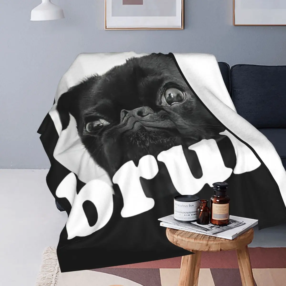Очаровательные фланелевые одеяла с надписью мопса смешной юмор мягкое теплое