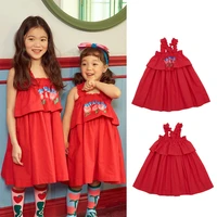 girls dress 2022 summer bow suspenders childrens dress korean version cotton princess skirt cute girl skirt childrens clothing