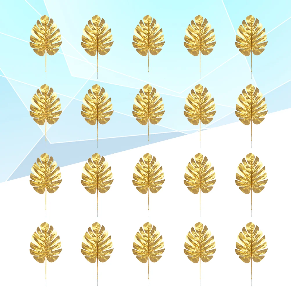

20 Golden Leaves Simulation Monstera Turtle Leaves Artificial Decorative Leaves for Home Wedding Party Decor )