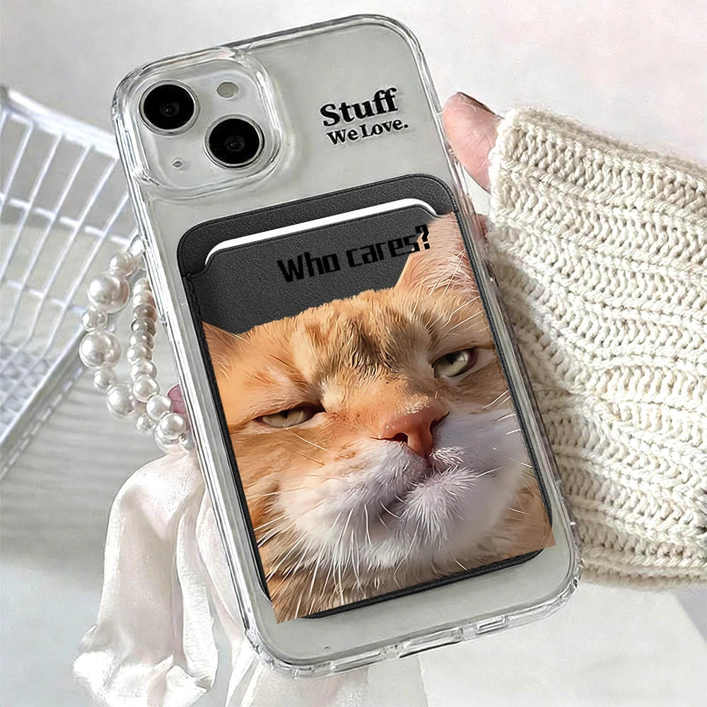 Забавный держатель для карт Ginger Cat в стиле INS, магнитный тонкий кошелек-карман для телефона Magsafe для iPhone 17 16 Pro, чехол для Samsung (art.: 3920d96db7897) - 3920d96db7897