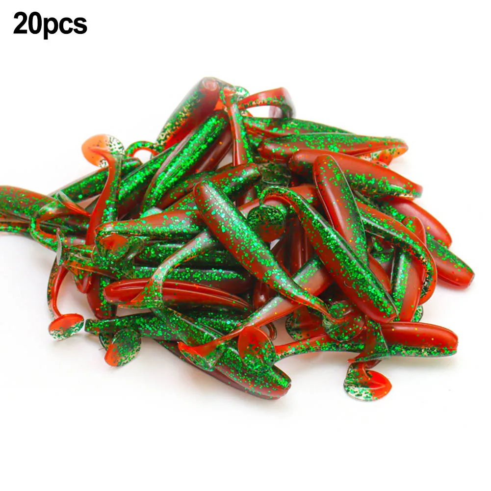 

20x Fly Fishing Soft Lure T Tail Bait For Bass Pike Salmon Topmouth Culter Silicone Bionic Fake Baits Carp Fihsing Accessories