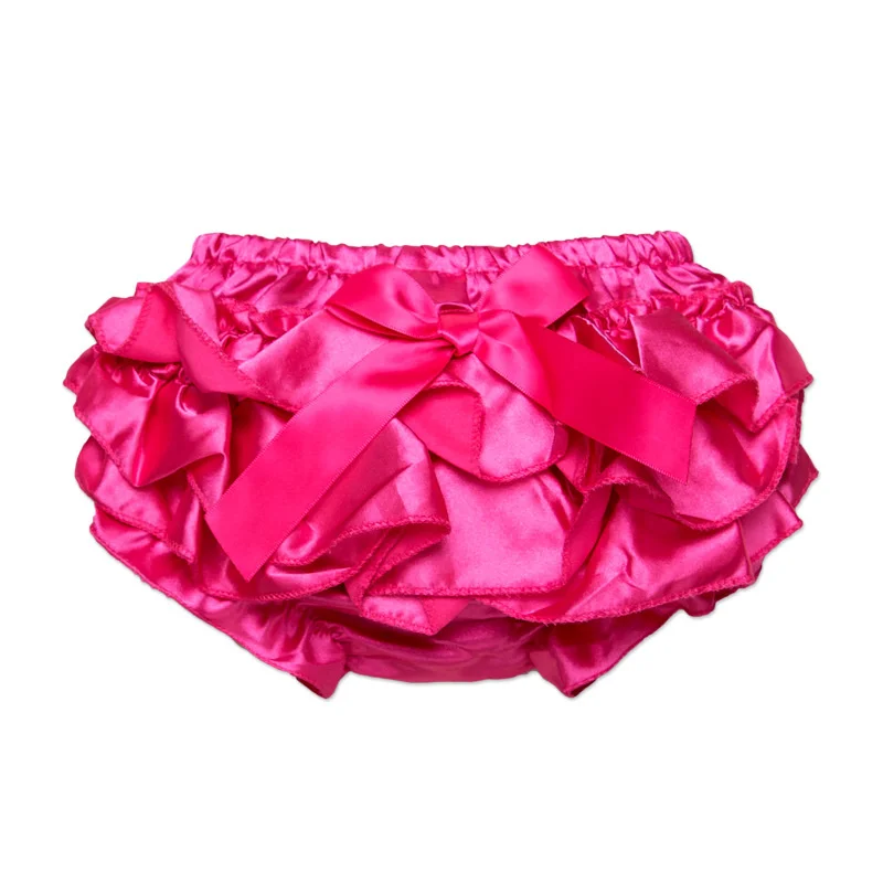Baby Kids Girls Satin Ruffle PP Shorts Lace Bowknot Girls Bloomers Shorts Infant Solid Color Fashion Summer Short Panties images - 6