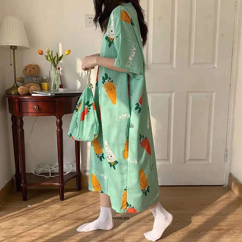 

Женская летняя длинная ночная рубашка большого размера 6XL