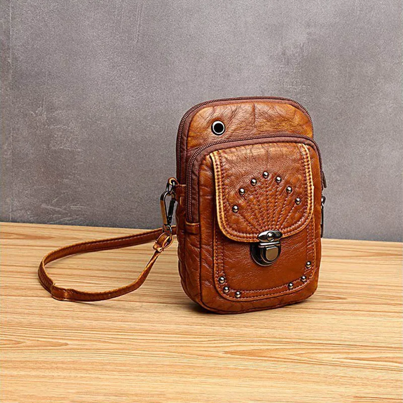 

High-quality Leather Women Bag Phone Pouch Retro Design Women Shoulder Small Satchel Travel Messenger Bag Mini Handbag Purse