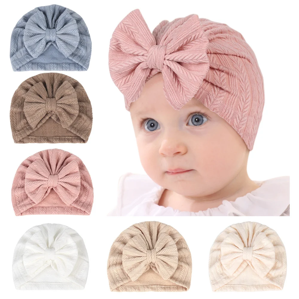 

Big Bow Soft Baby Hat Baby Girls Boys Turban Hat Newborn Infant Cap Knitted Beanies Toddler Headwraps Kids Headwear