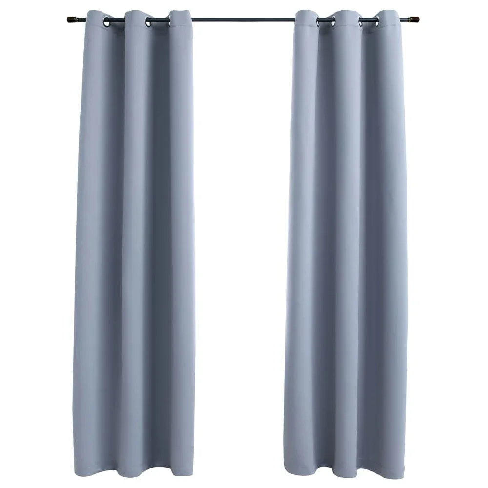 

Blackout Curtains with Rings 2 pcs Gray 37"x63" Fabric