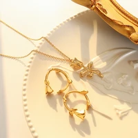 2022 new korean ins fashion trend rose flower pendant necklace ring for women fashion hot selling personality jewelry