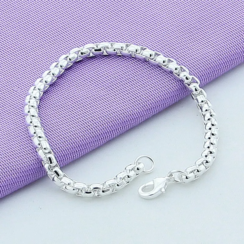 Женский/мужской Венецианский браслет-цепочка из серебра 925 пробы