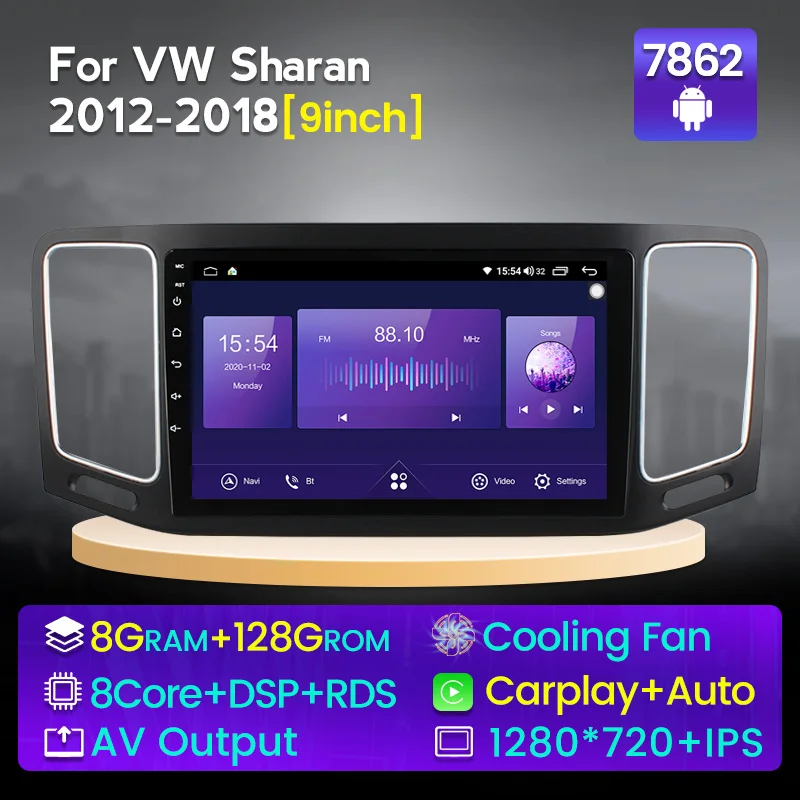 

MEKEDE Android 11 Car dvd radio player GPS Navigation For VW Volkswagen Sharan 2012 - 2018 WIFI DSP Carplay 1280x720 2DIN no DVD