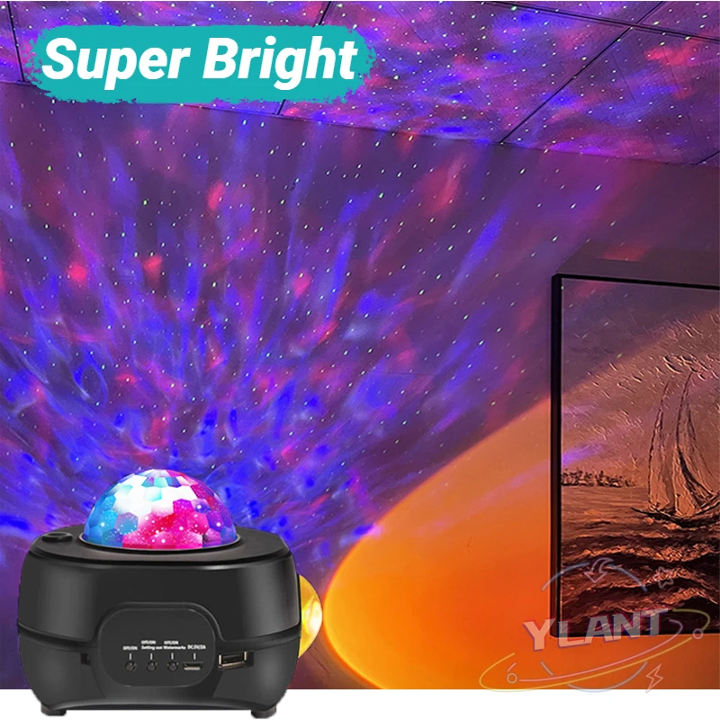 

YLANT Sunset and Starry Sky Galaxy Projector Lamp LED Star Night Light With Blueteeth Music Player For Home Room Decor Gifts