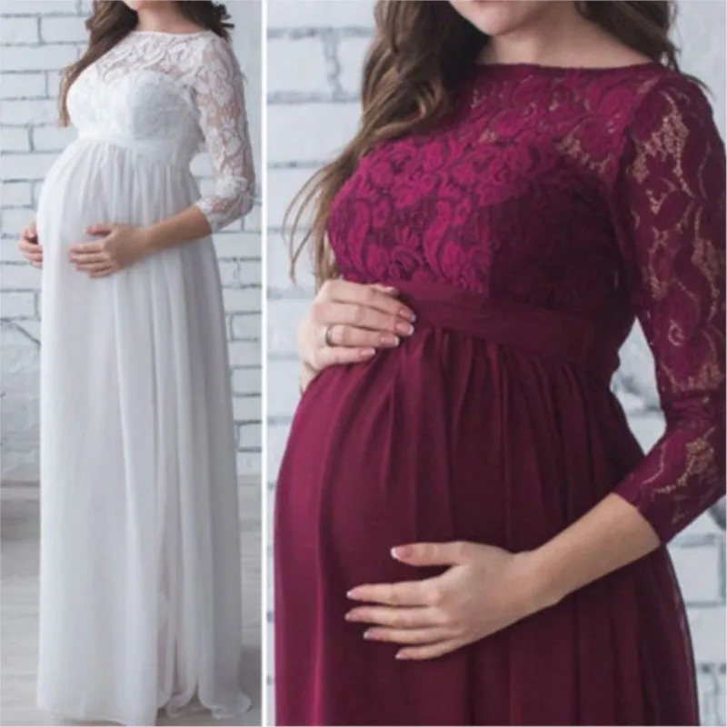 Pregnant Mother Dress New Maternity Photography Props Women Pregnancy Clothes Lace Dress For Pregnant Photo Shoot Clothing