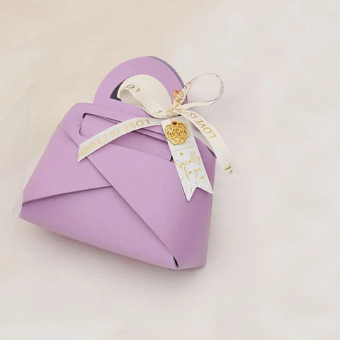 Свадебные сувениры, Подарочная коробка с ручным чехлом для конфет, упаковочная коробка для детского душа, поставка, кожаная Подарочная коробка, ленточный бант в форме сумки