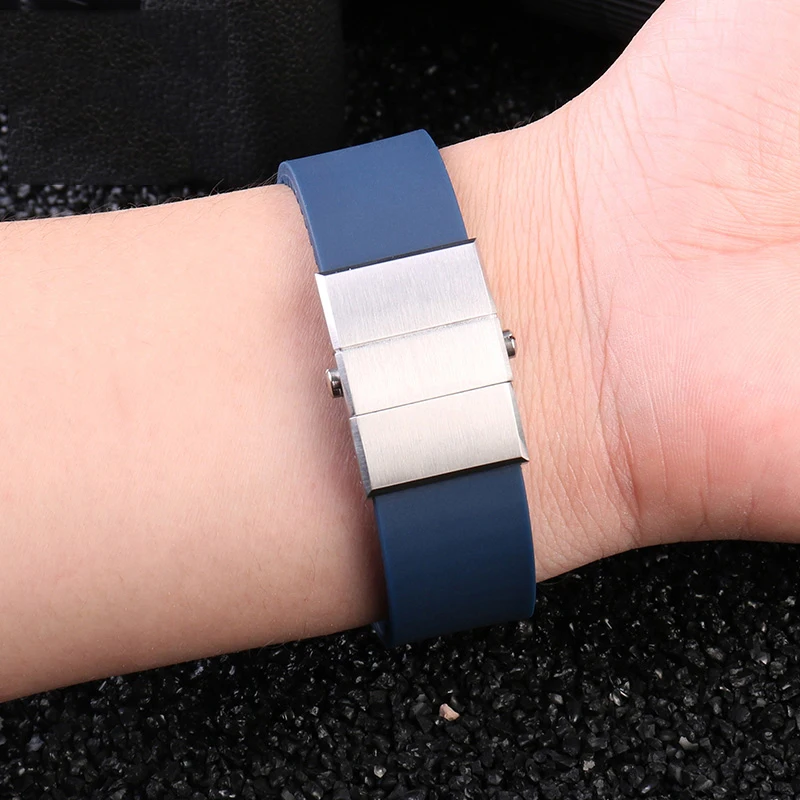 For Ulysse Nardin Silicone Rubber Watch Band DIVER 263 strap Black Brown Blue 22mm Waterproof belt watch Bracelets