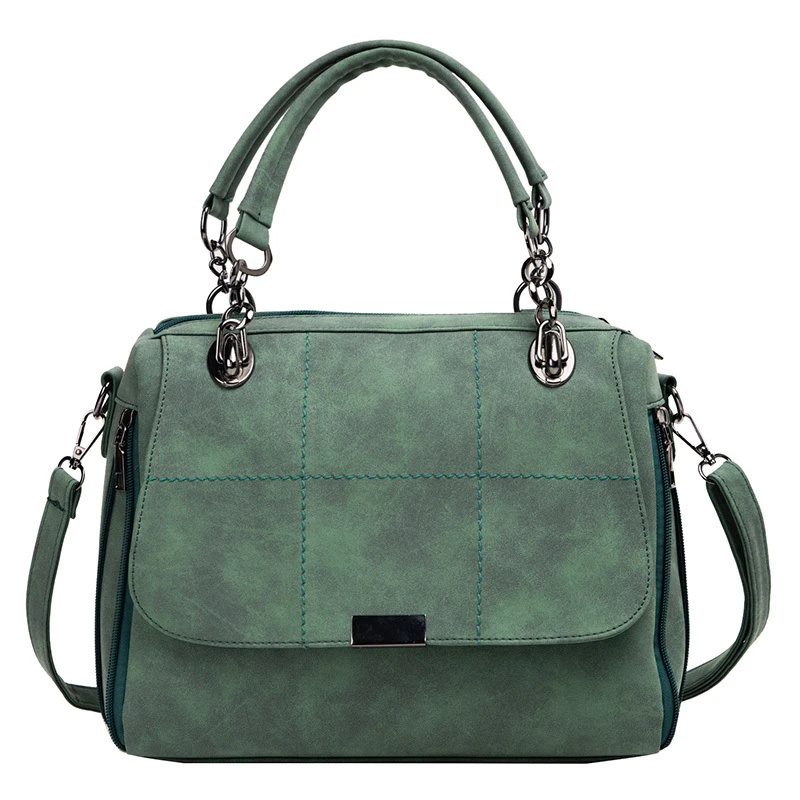 

Матовая Женская сумочка, саквояж на плечо из искусственной кожи зеленого цвета маття, вместительный тоут для путешествий