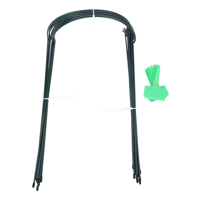 

12 Packs 15.7 Inches Half Round Garden Plant Support Ring with 15 Pcs Plant Labels, Metal Garden Border Supports