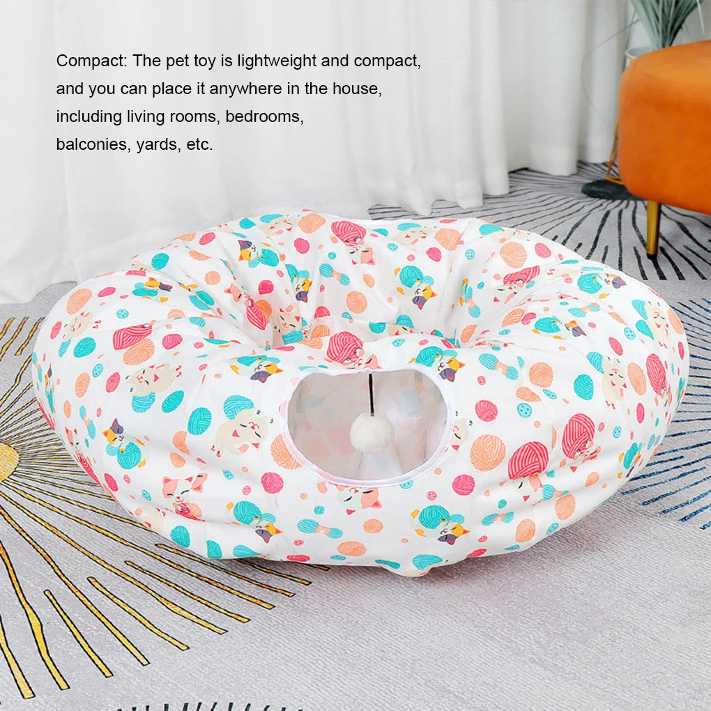 

Cat Tunnel Toy Indoor DIY Chase Roller Donut Shape Trainer Mat Anti-Stress Interactive Activity Rug Exerciser Accessories